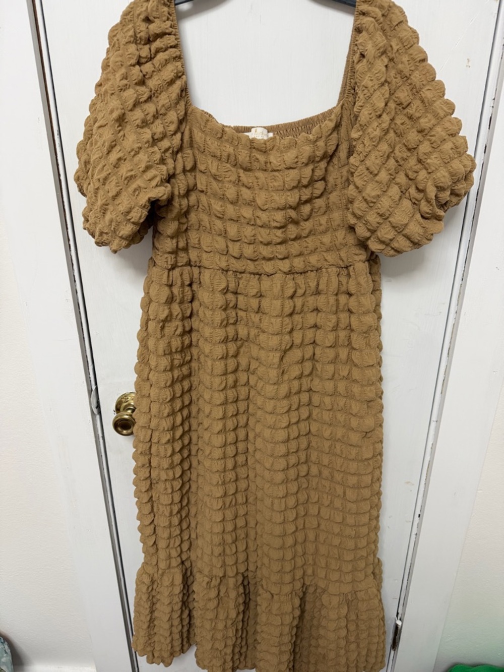 Simply Southern Camel Smocked Textured Top